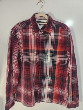 Tommy Hilfiger Men's Red Plaid Over Shirt